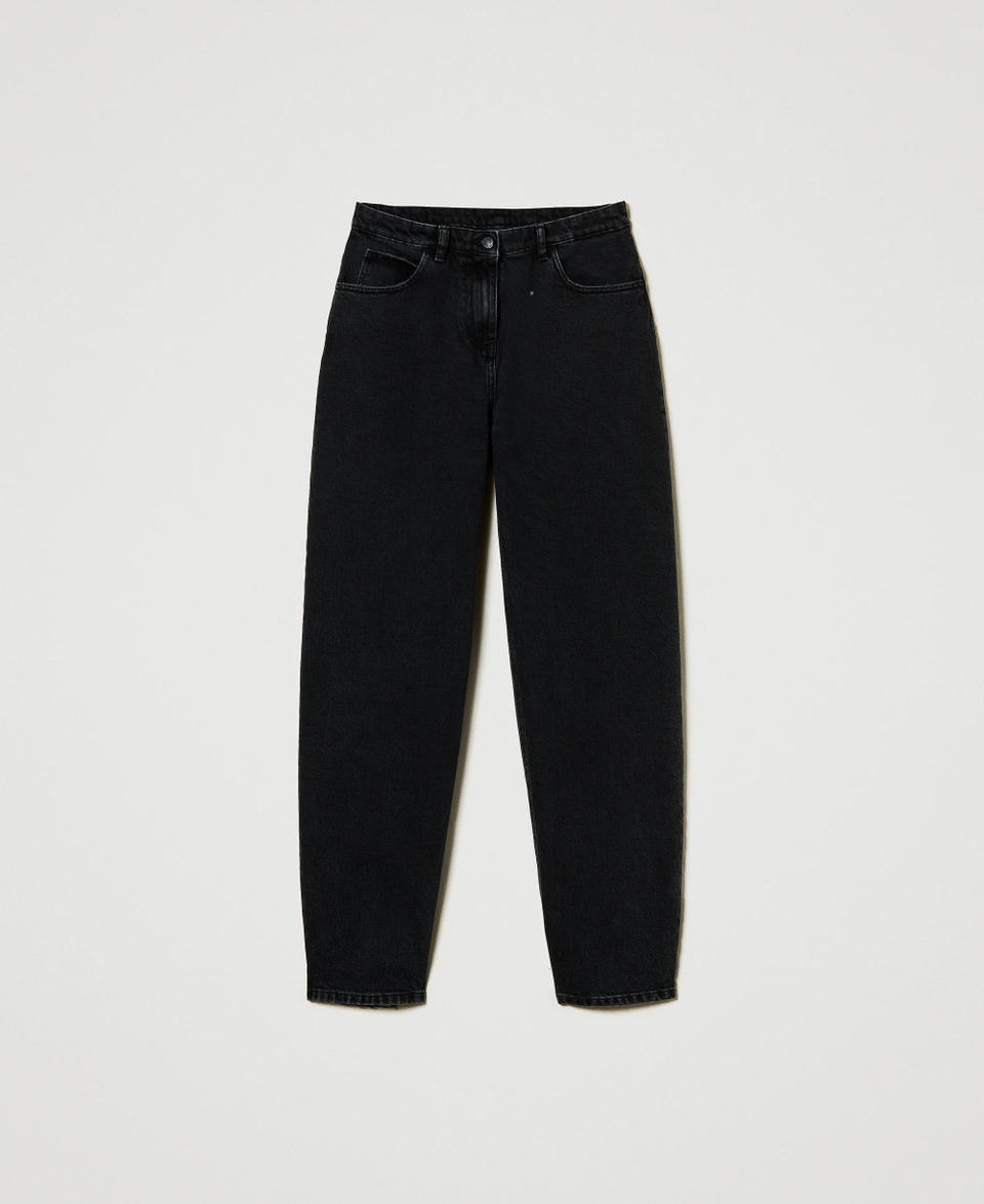 Twin Set Jeans Nero Carrot Fit Cinque Tasche