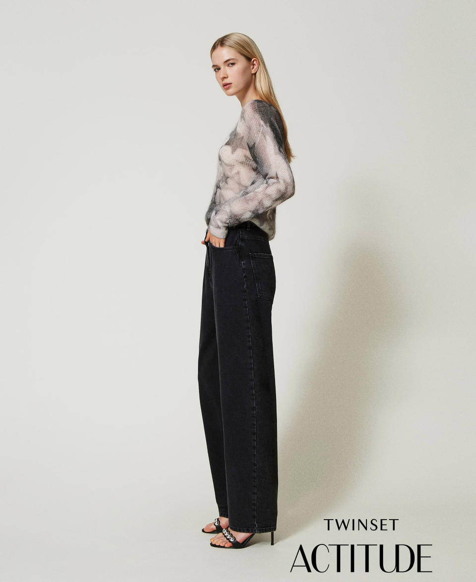 Twin Set Jeans nero carrot fit cinque tasche