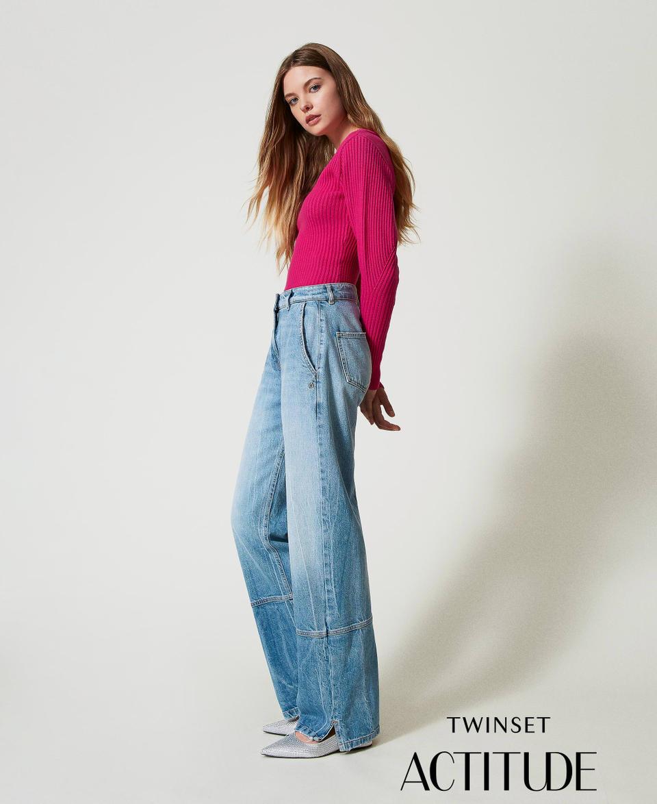 Twin Set Jeans wide leg con tagli