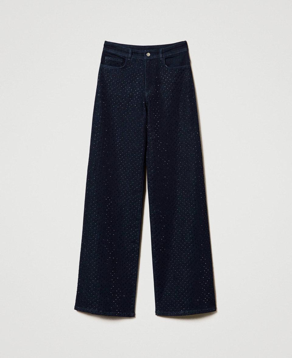 Twin Set Jeans Wide Leg In Full Strass