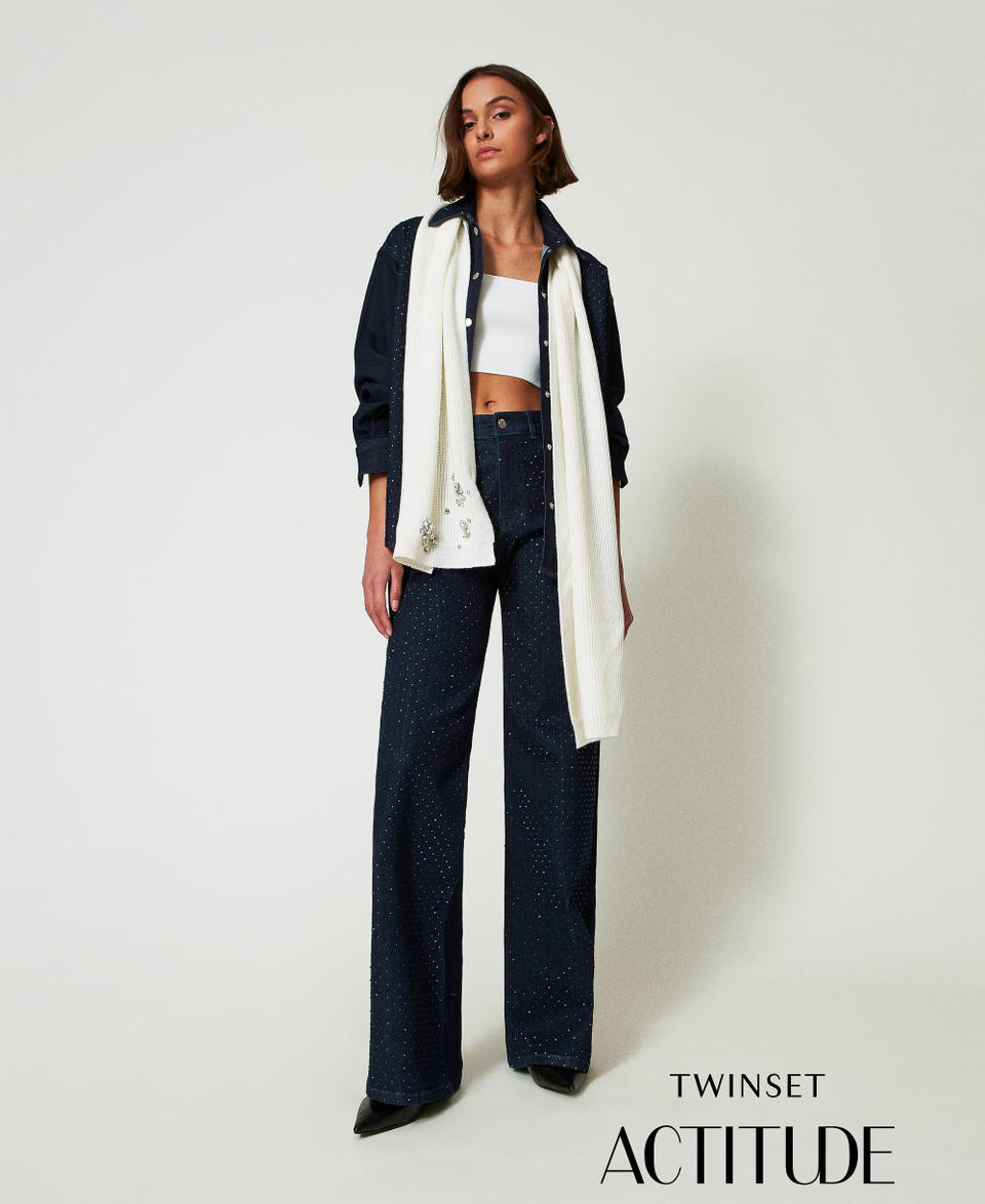 Twin Set Jeans wide leg in full strass