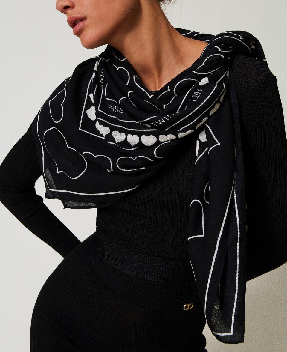 Twin Set Kefiah Con Stampa Logo E Cuori