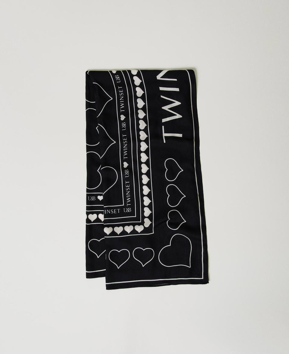 Twin Set Kefiah con stampa logo e cuori