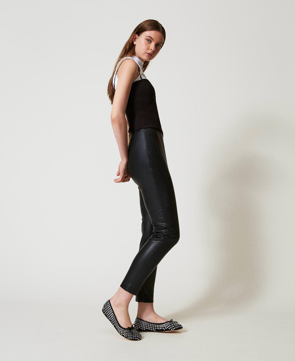 Twin Set Leggings Effetto Pelle
