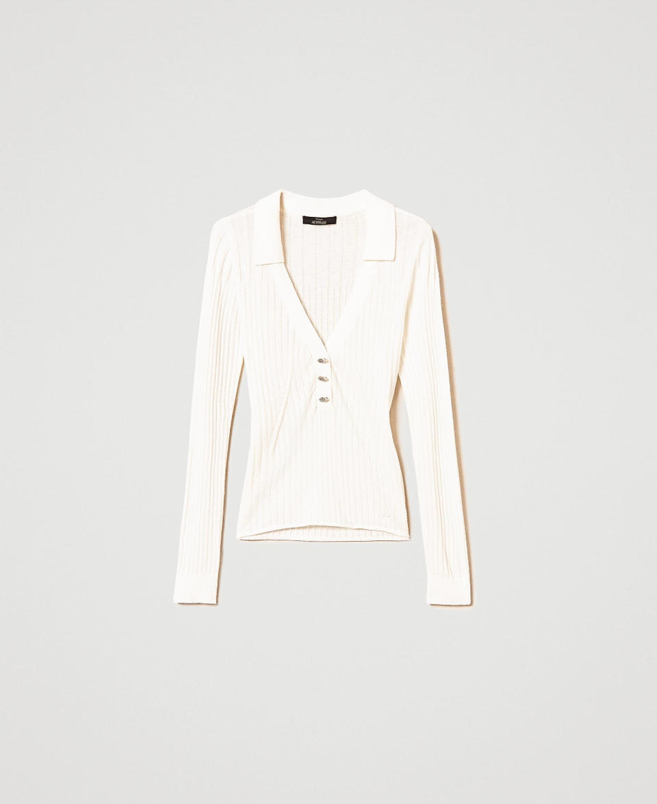 Twin Set Maglia A Coste Con Ricamo