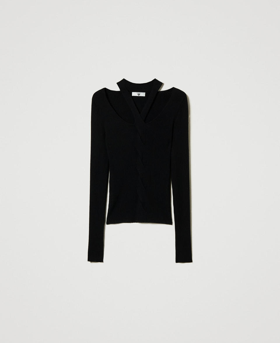 Twin Set Maglia A Costine Con Cut-out