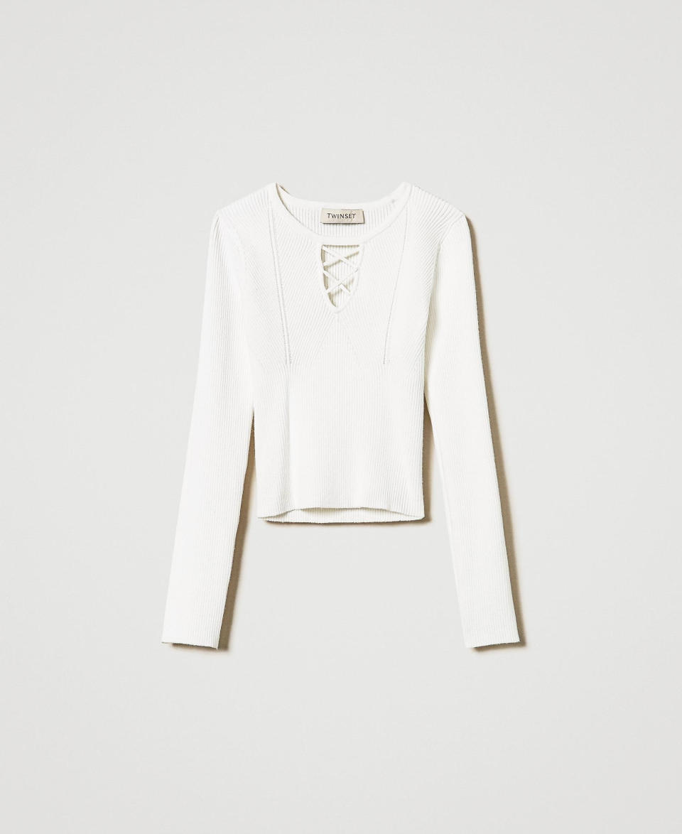 Twin Set Maglia A Costine Con Intreccio