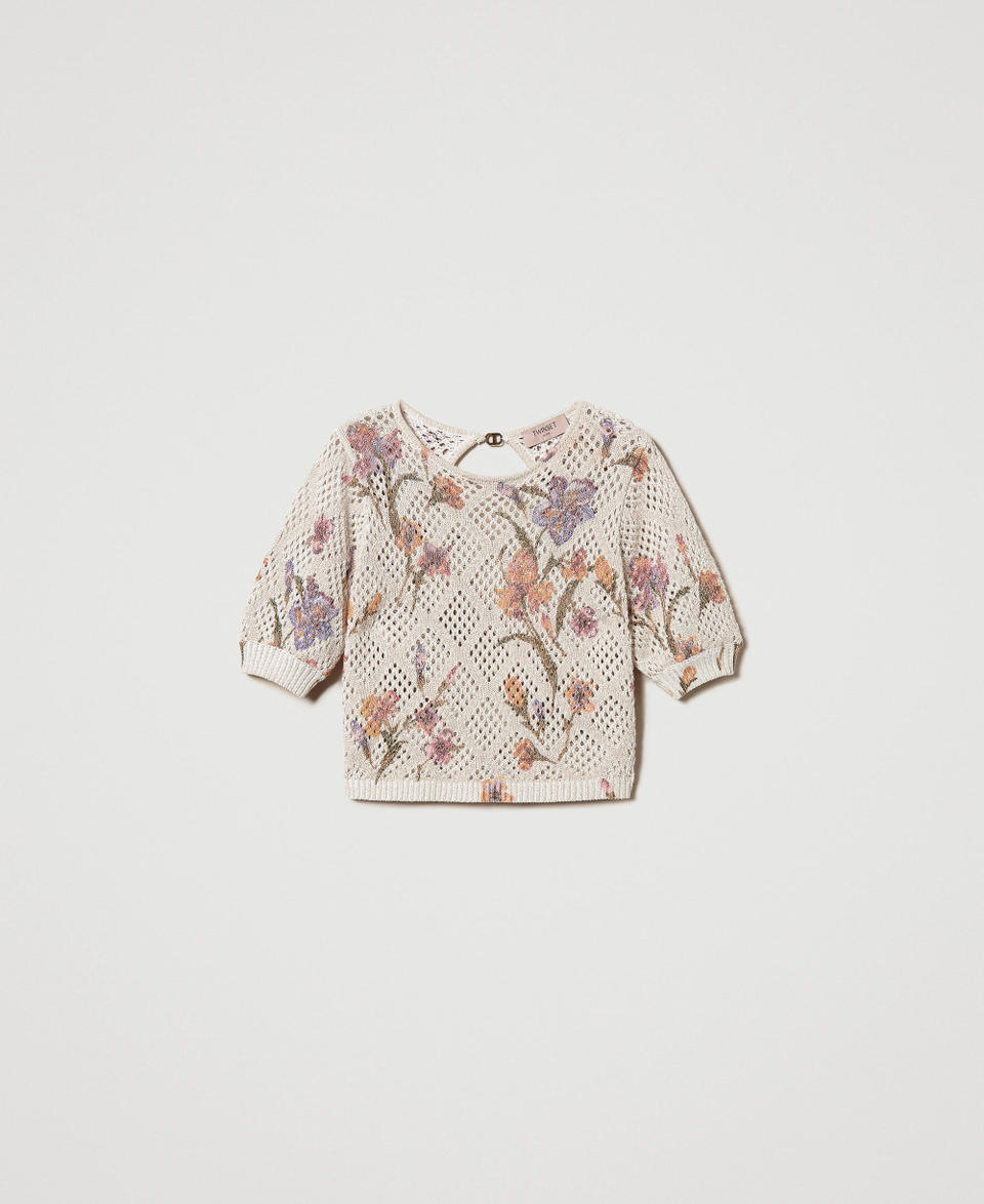 Twin Set Maglia A Rete Con Stampa A Fiori