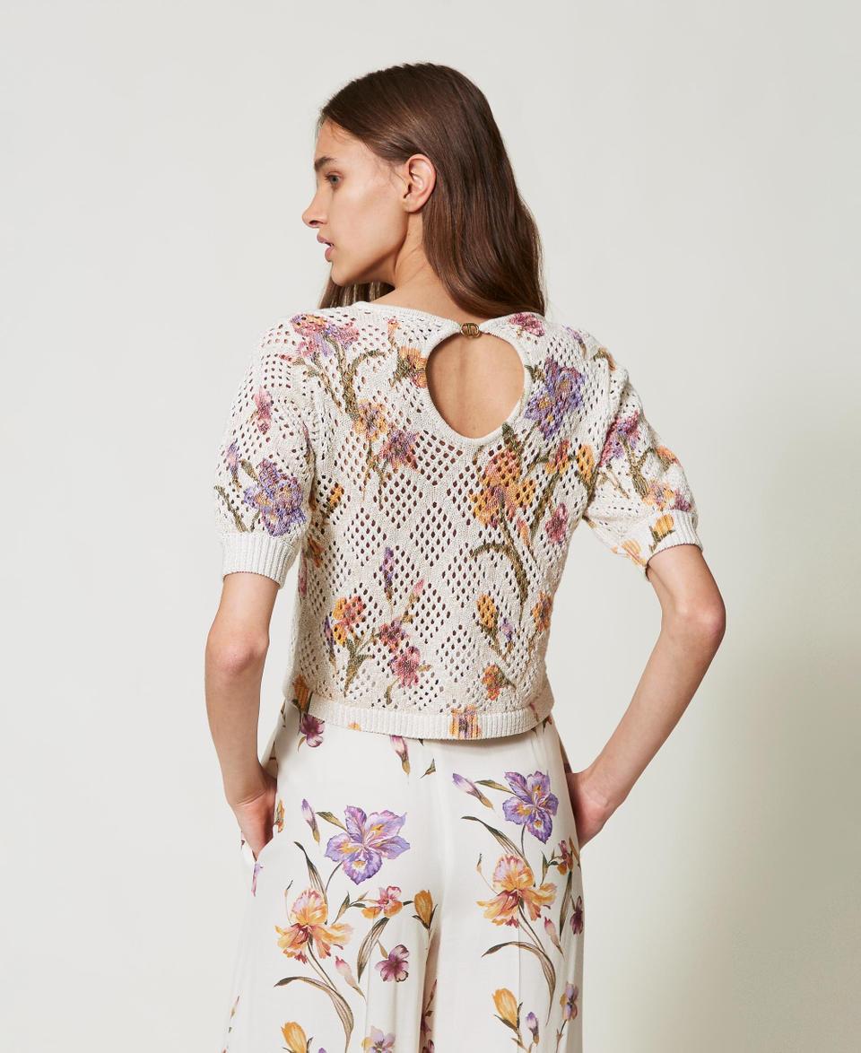 Twin Set Maglia A Rete Con Stampa A Fiori