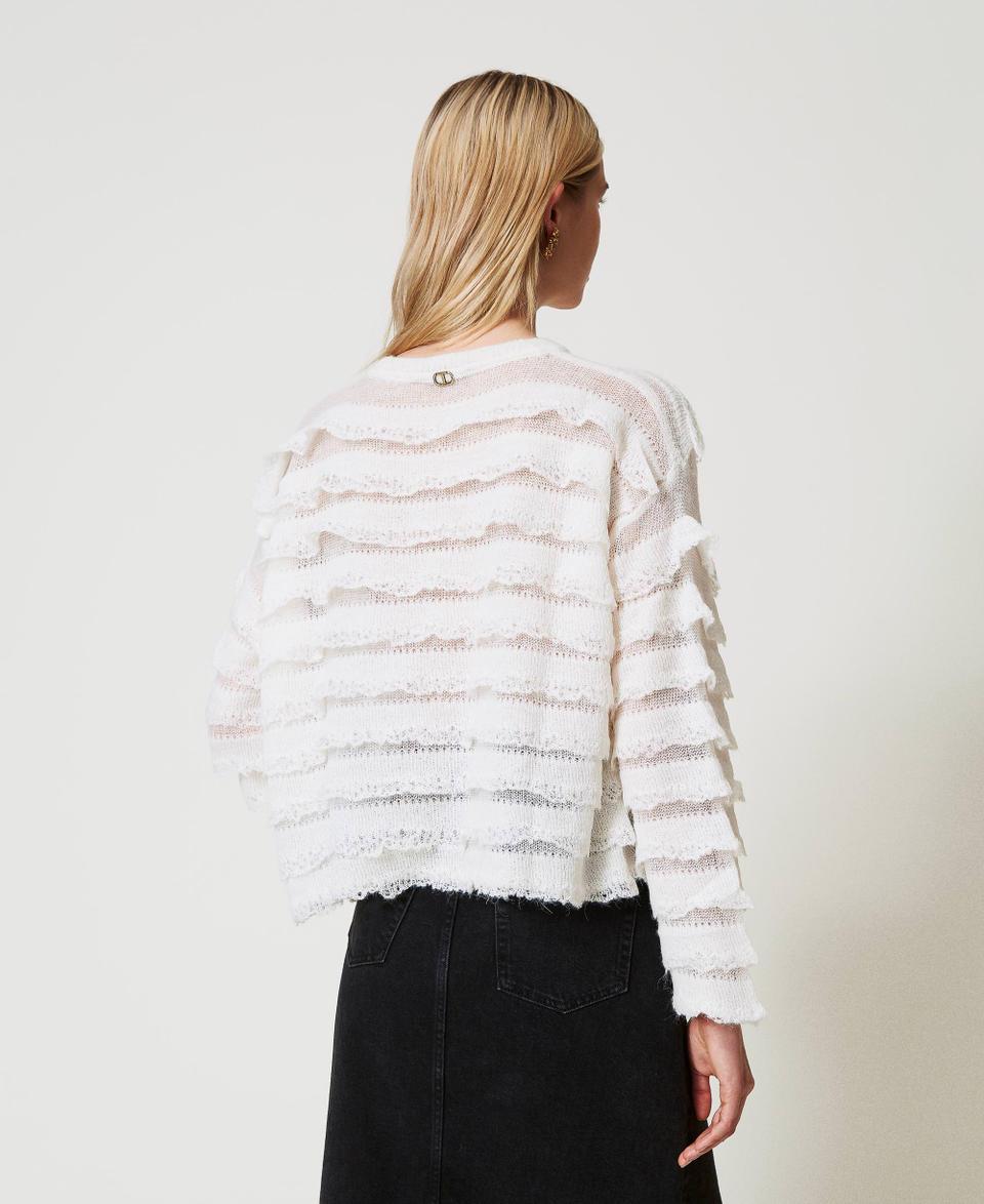 Twin Set Maglia Boxy Con Balze Effetto Pizzo