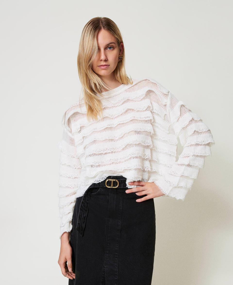 Twin Set Maglia boxy con balze effetto pizzo