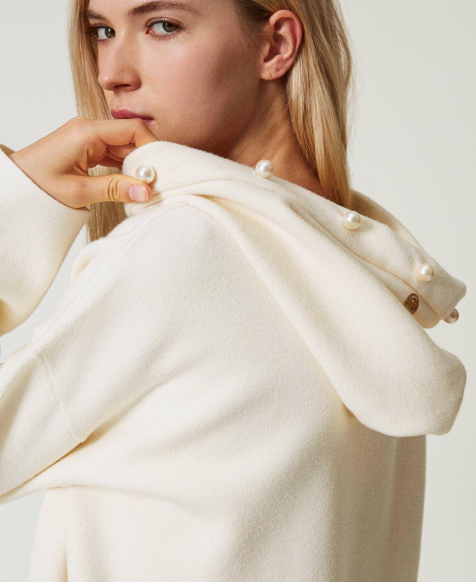 Twin Set Maglia con cappuccio e perle