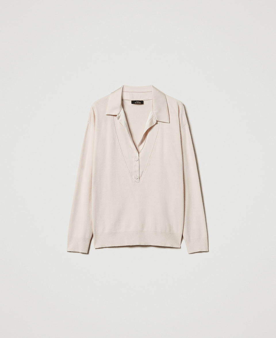 Twin Set Maglia Con Colletto In Raso