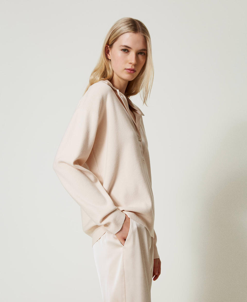 Twin Set Maglia Con Colletto In Raso