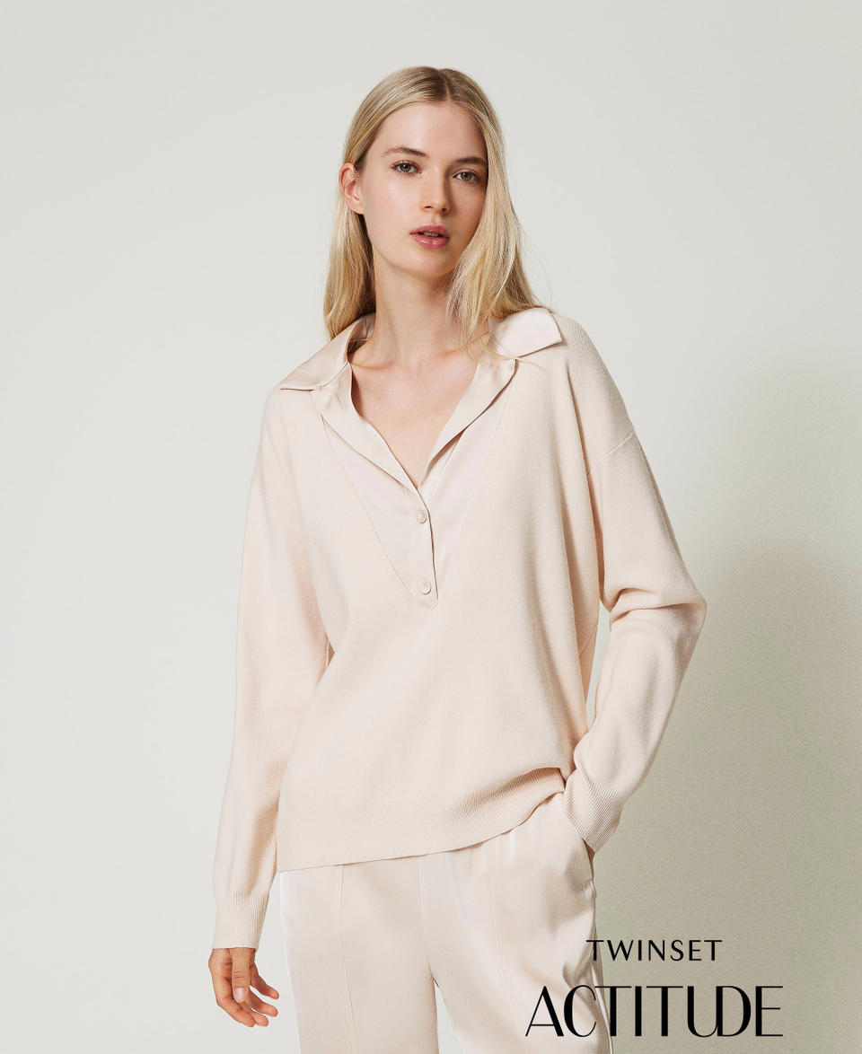 Twin Set Maglia con colletto in raso