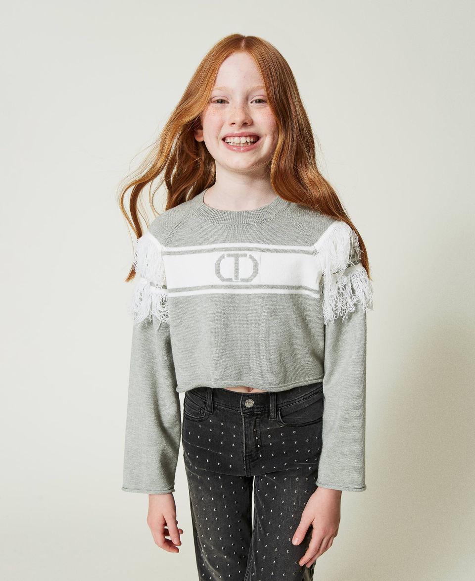 Twin Set Maglia Con Oval T Jacquard E Frange