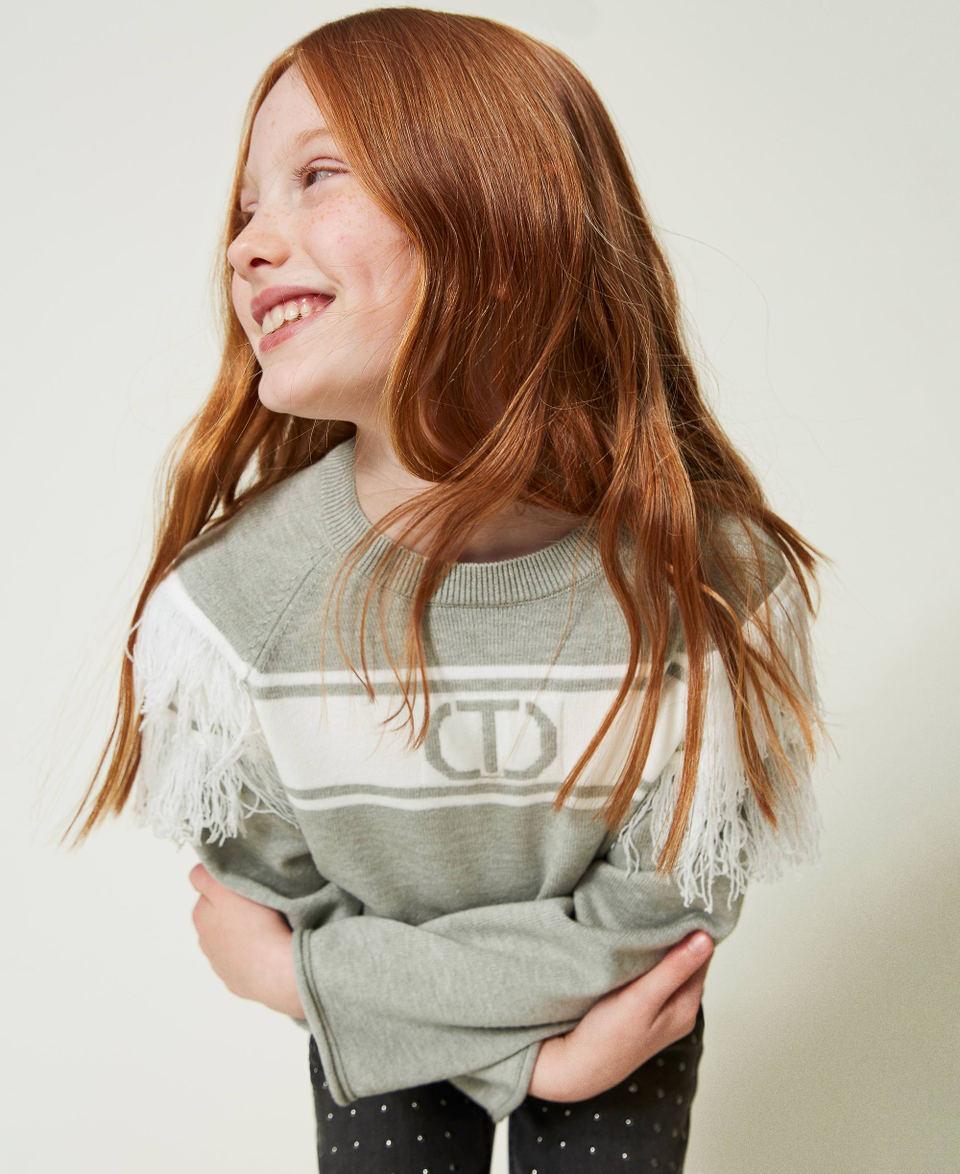 Twin Set Maglia con Oval T jacquard e frange