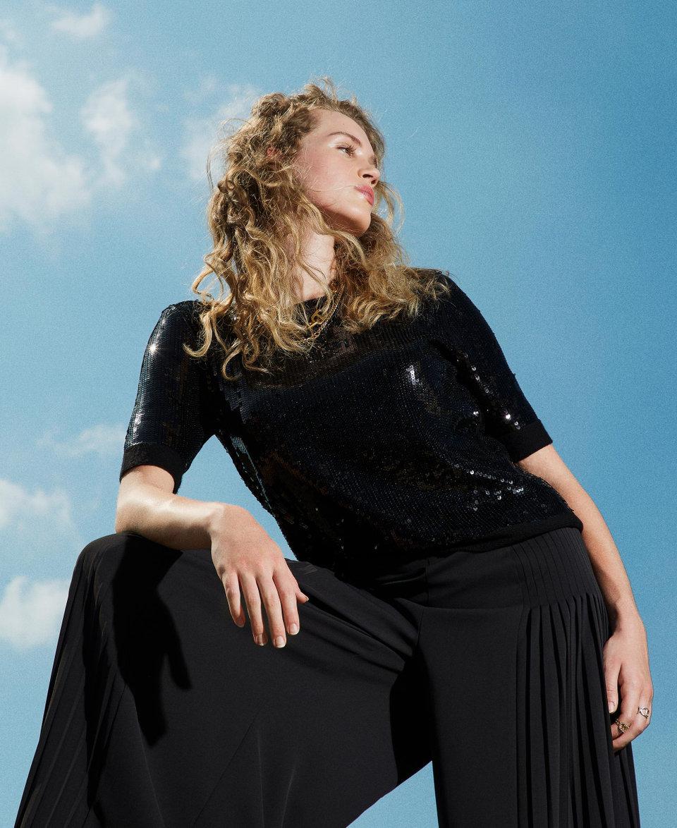 Twin Set Maglia con ricamo in full paillettes