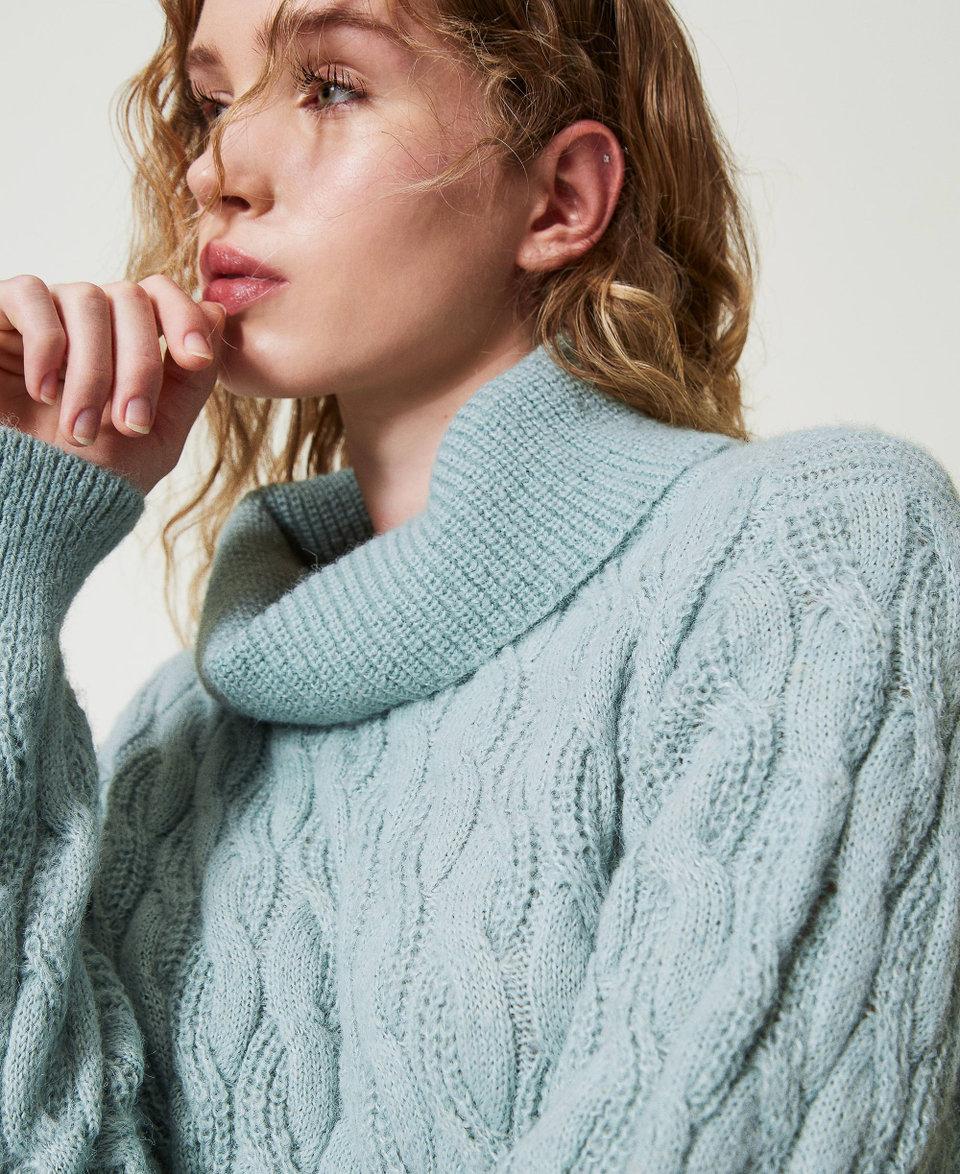 Twin Set Maglia Con Trecce E Maxi Collo