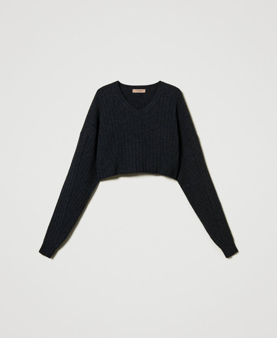 Twin Set Maglia Cropped In Misto Lana