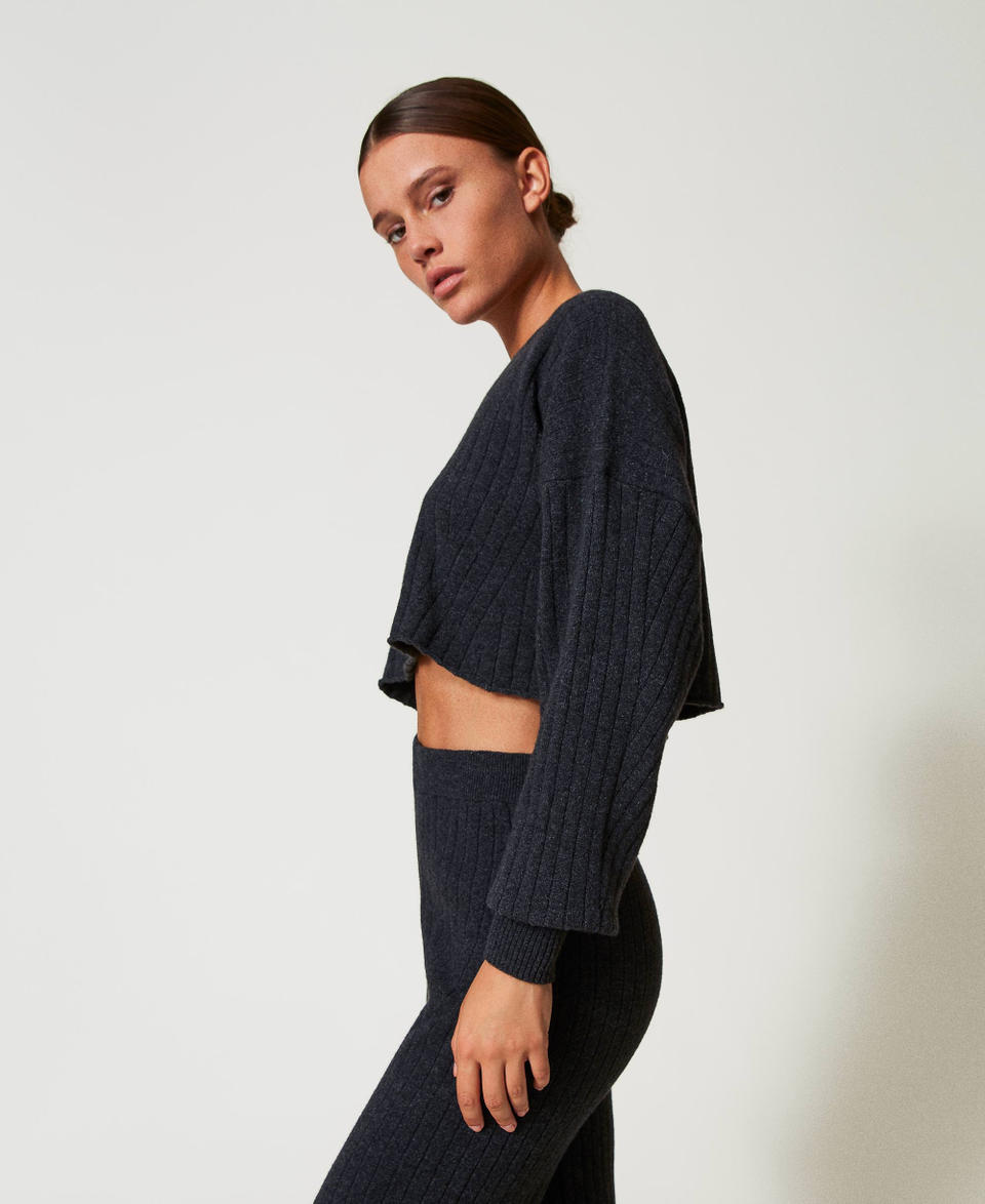 Twin Set Maglia Cropped In Misto Lana