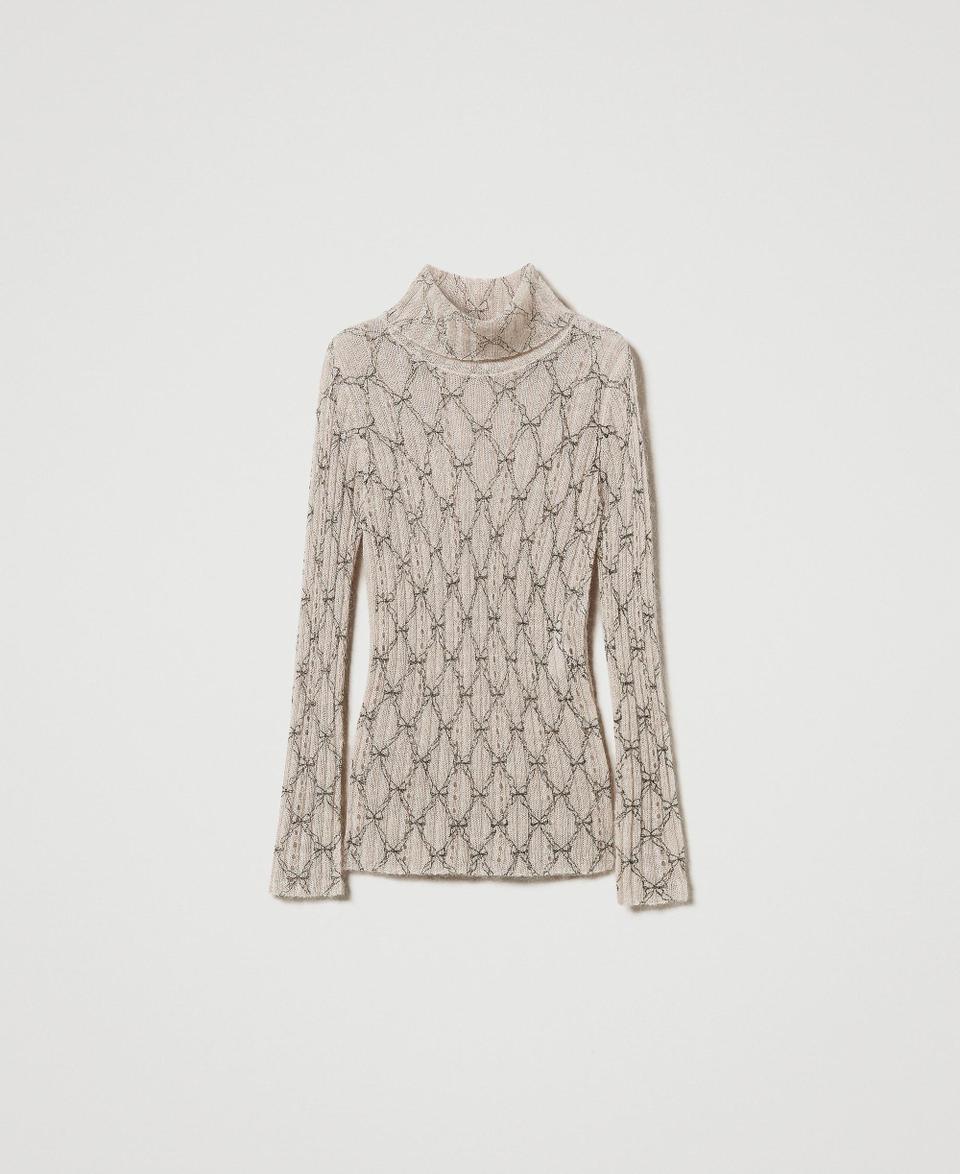 Twin Set Maglia Dolcevita In Misto Mohair Stampato