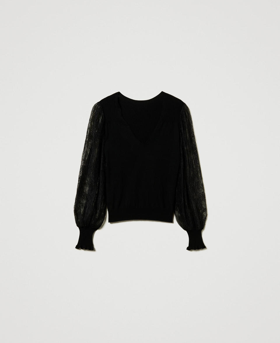 Twin Set Maglia Doppio Uso Con Maniche In Pizzo