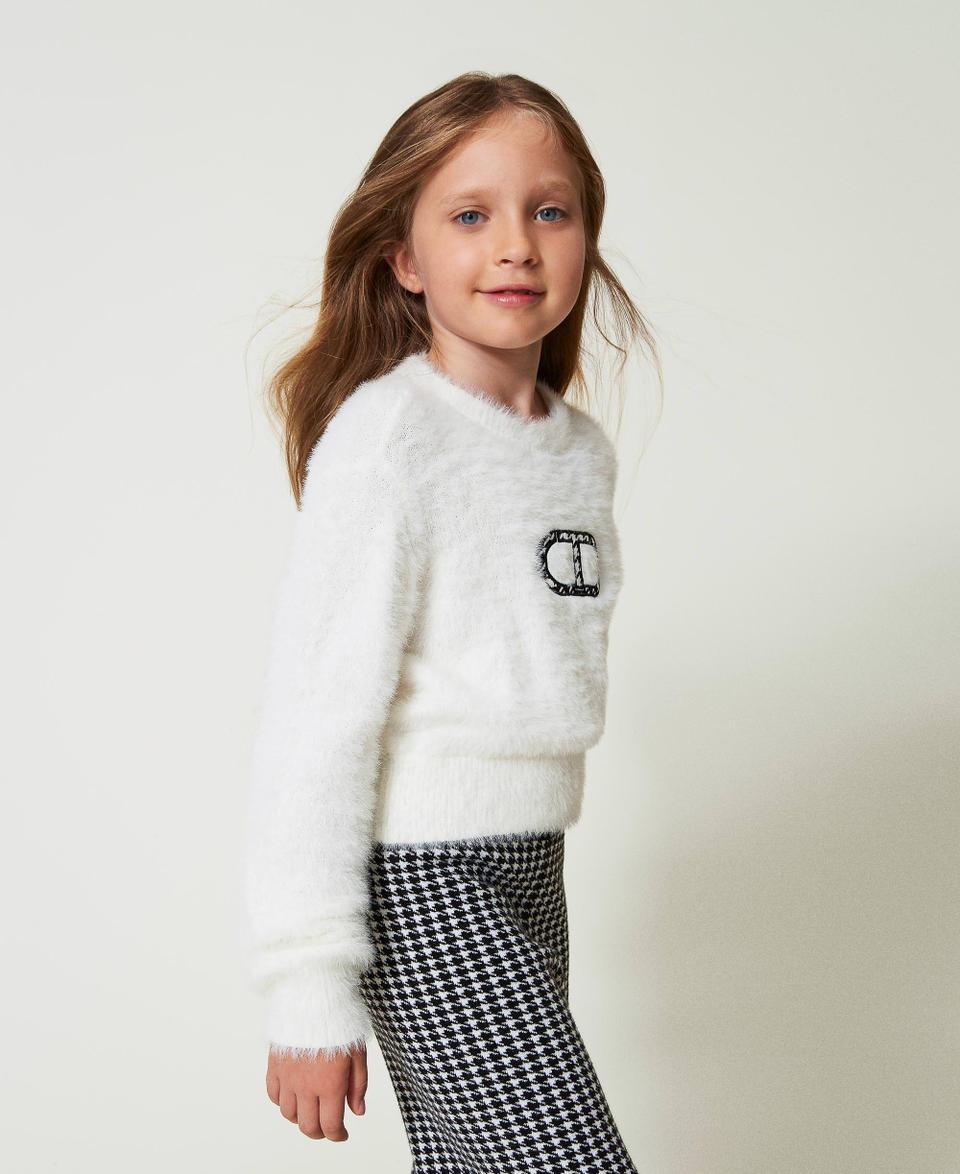 Twin Set Maglia Effetto Pelliccia Con Logo Oval T