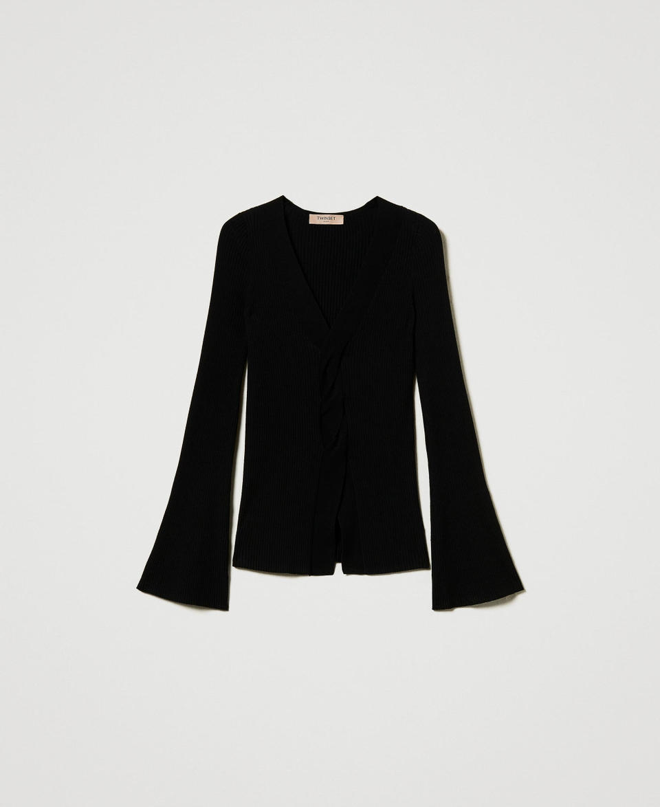 Twin Set Maglia Fitted A Costine Con Incrocio