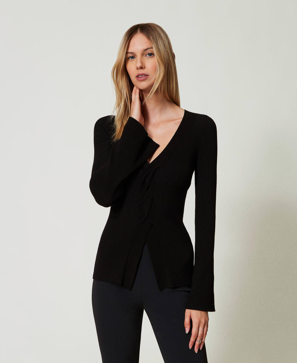 Twin Set Maglia fitted a costine con incrocio