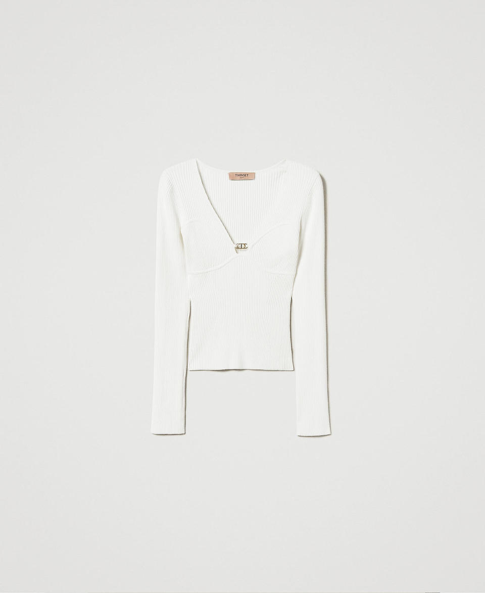 Twin Set Maglia Fitted Con Logo Oval T