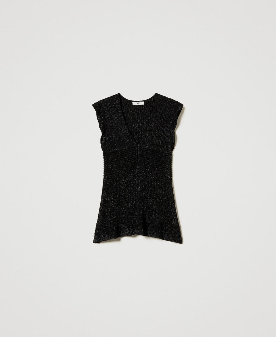 Twin Set Maglia In Filato Lurex Con Volant