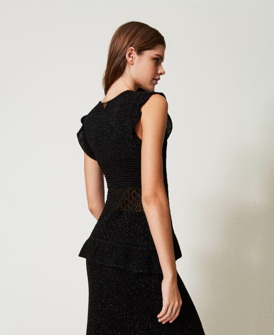 Twin Set Maglia In Filato Lurex Con Volant