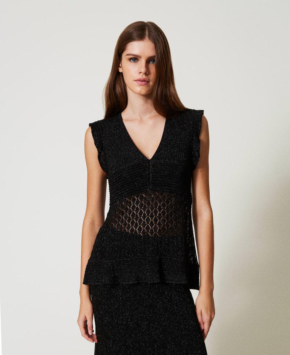 Twin Set Maglia in filato lurex con volant