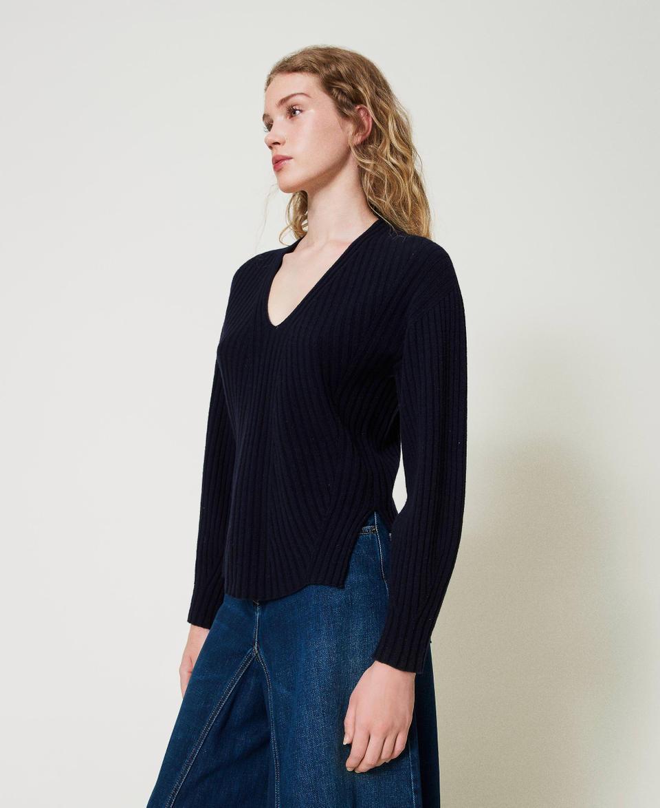 Twin Set Maglia In Lana E Cashmere A Costine