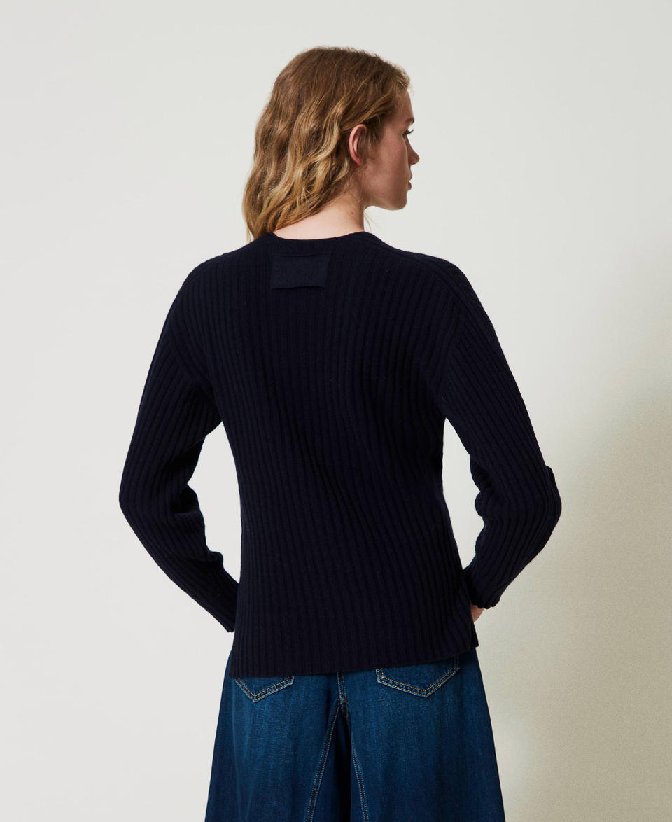 Twin Set Maglia In Lana E Cashmere A Costine