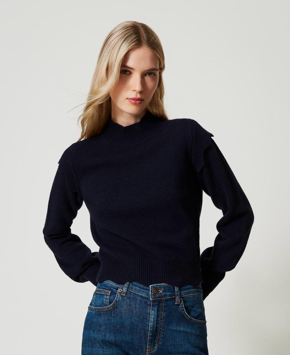 Twin Set Maglia in lana e cashmere con smerli