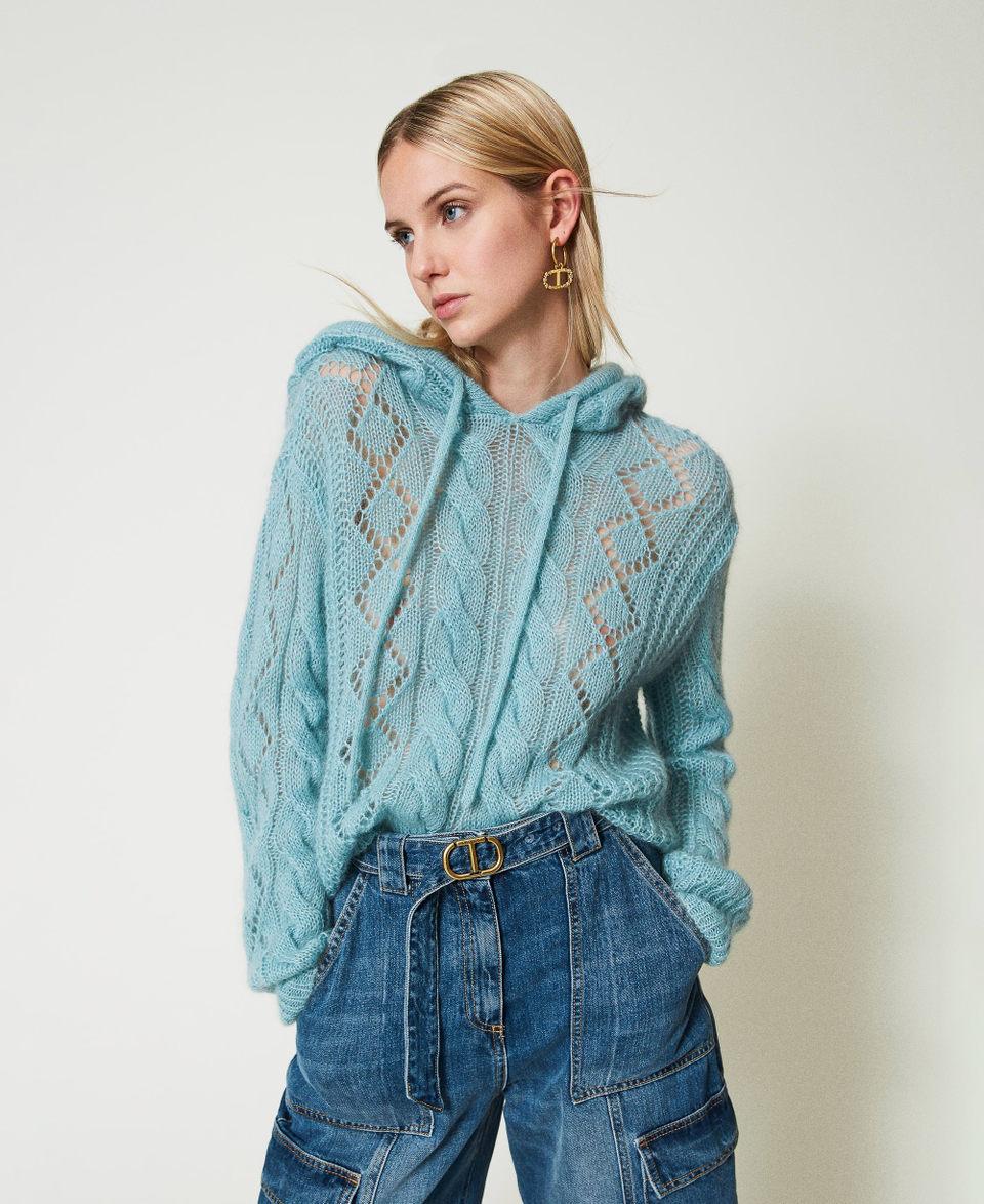 Twin Set Maglia in lana e mohair con cappuccio