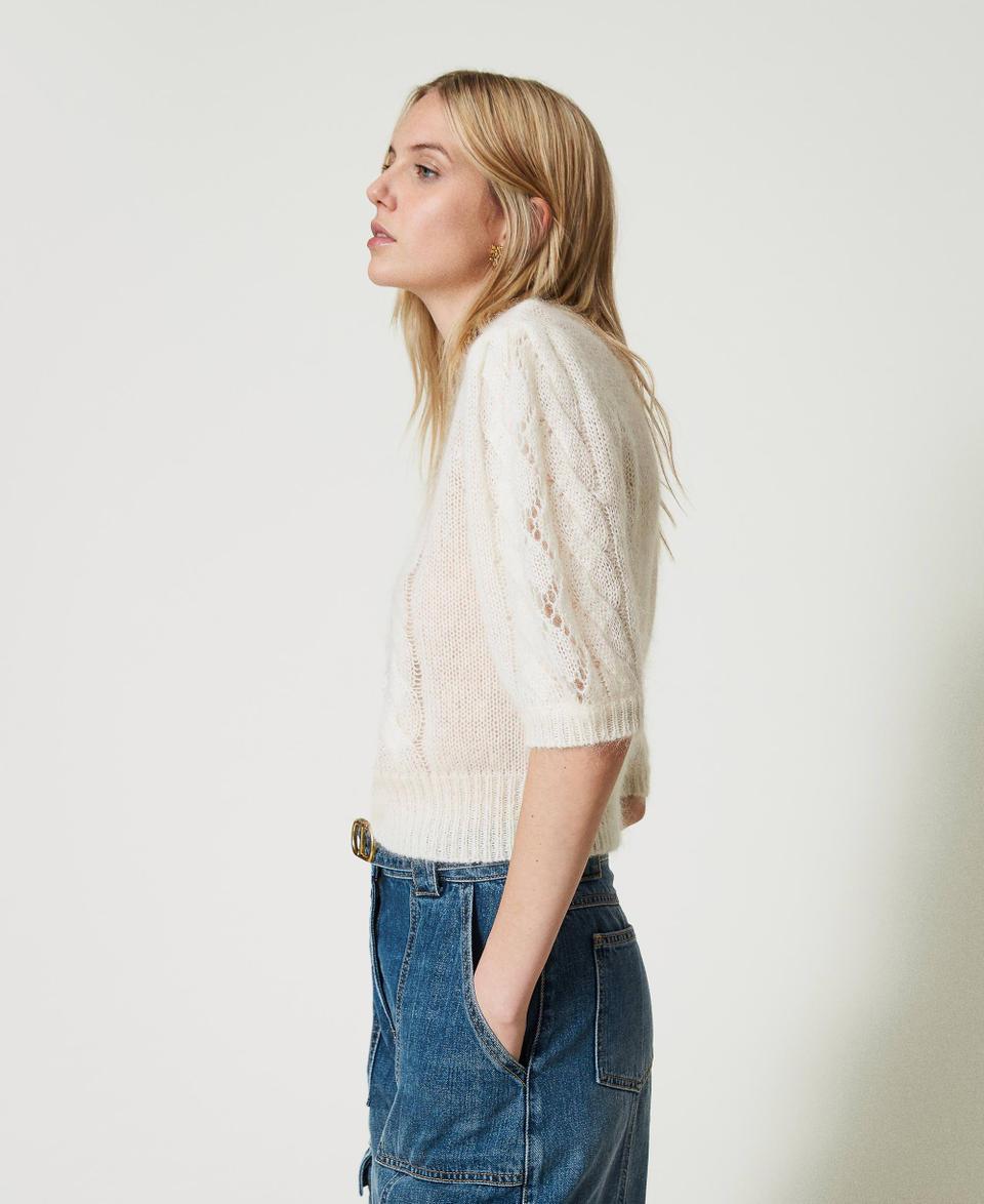 Twin Set Maglia In Lana E Mohair Con Pizzo