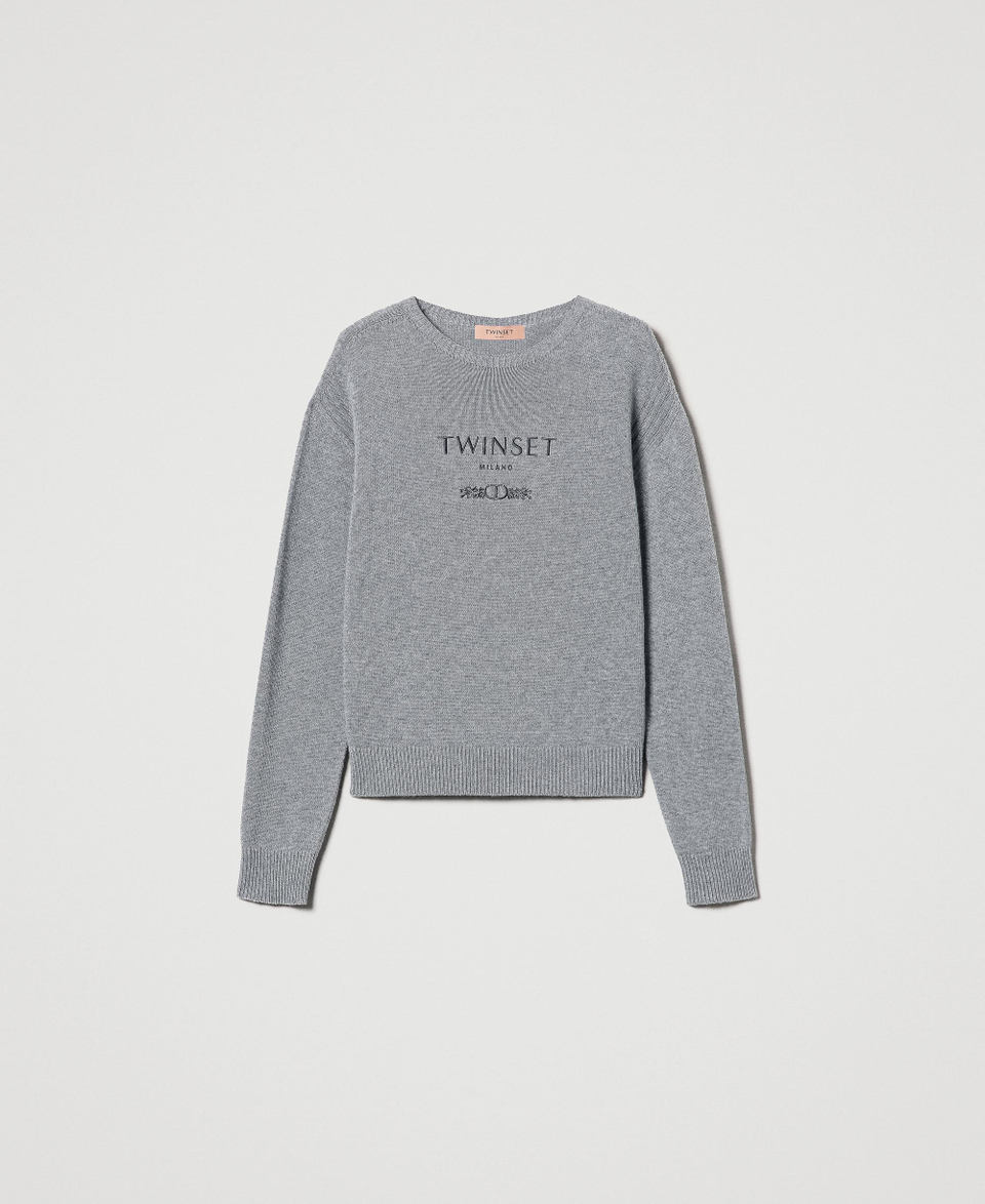 Twin Set Maglia In Misto Lana Con Logo Ricamato