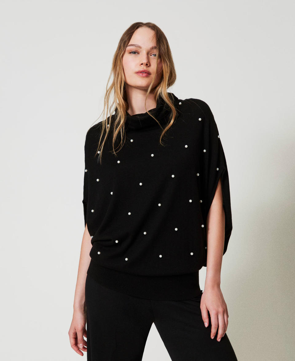 Twin Set Maglia in misto lana con ricamo di perle