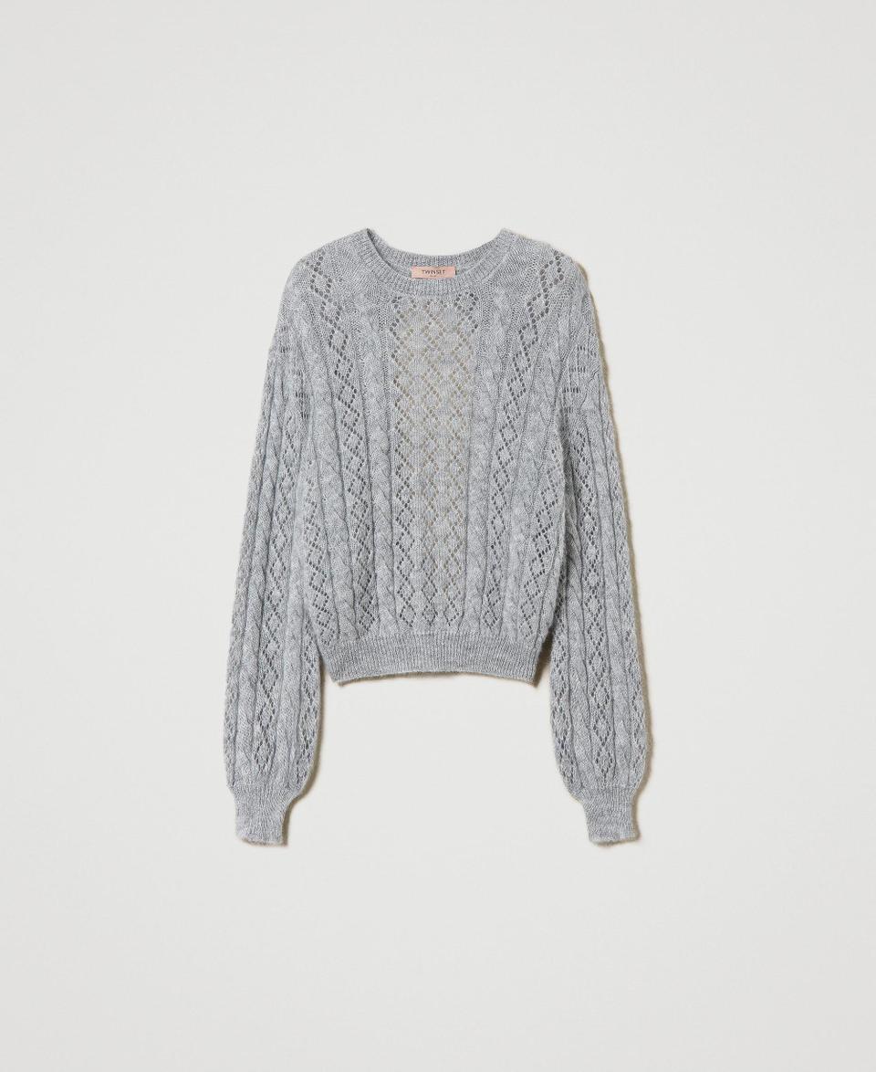 Twin Set Maglia In Misto Mohair Con Trecce E Oblò