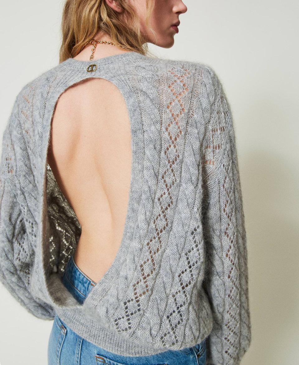 Twin Set Maglia in misto mohair con trecce e oblò