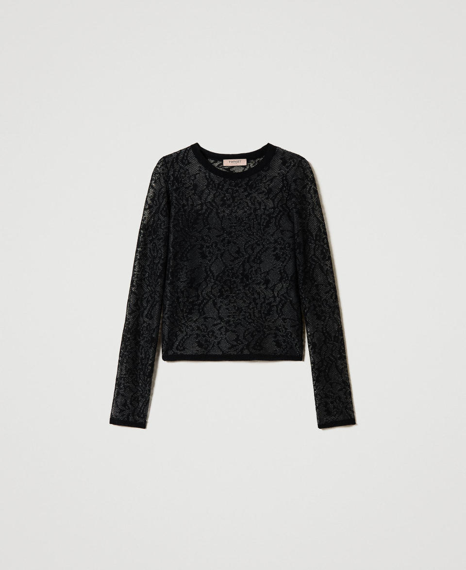 Twin Set Maglia Jacquard Effetto Pizzo