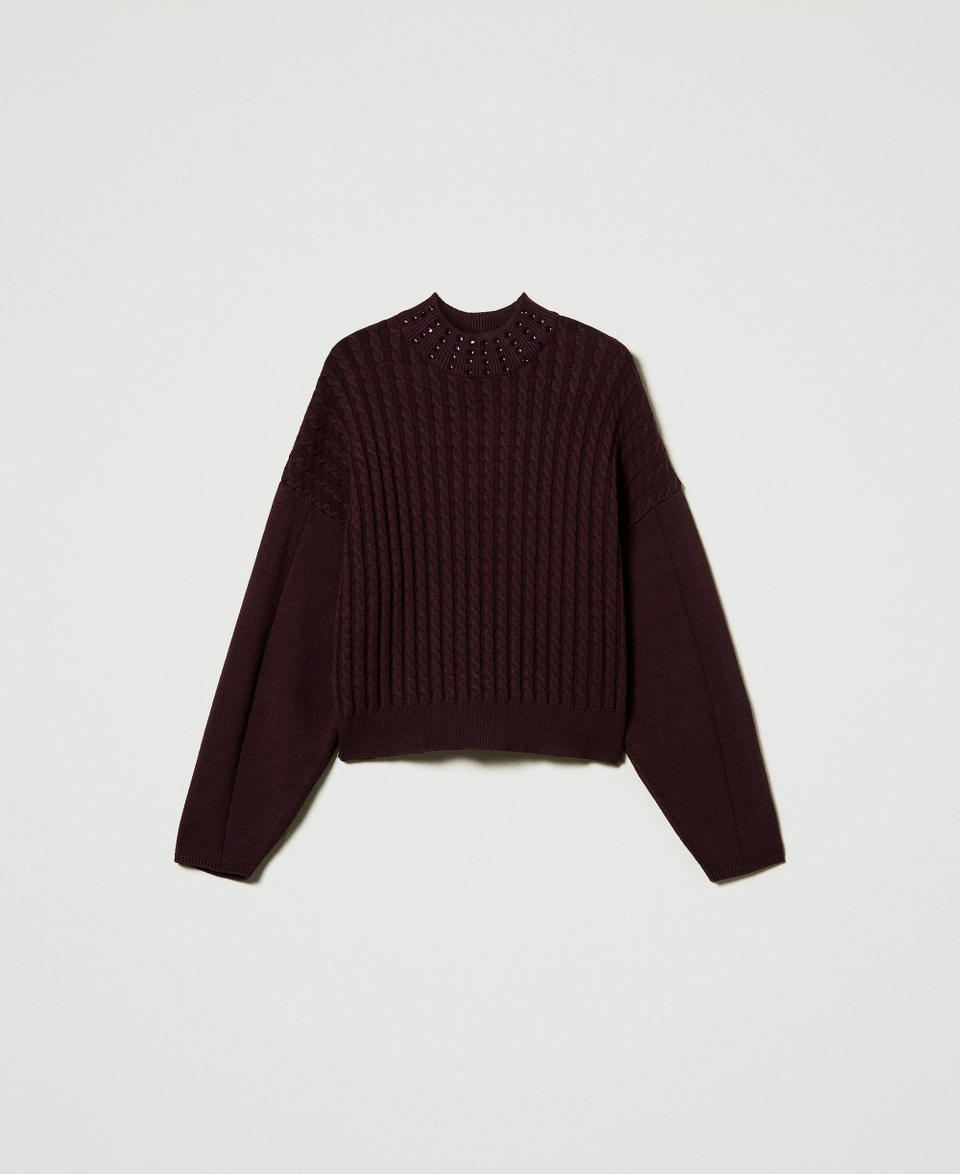 Twin Set Maglia Lupetto A Trecce Con Strass