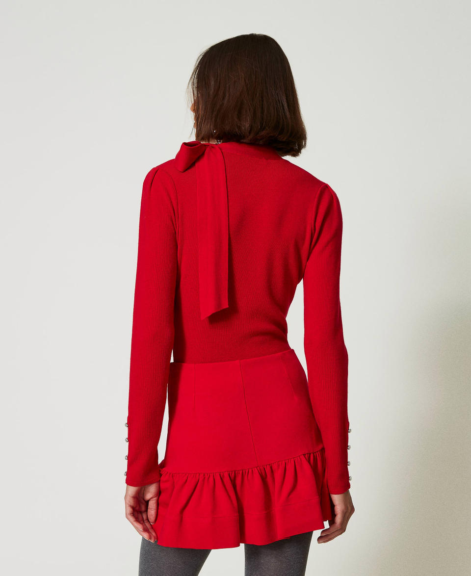 Twin Set Maglia Lupetto Con Fiocco E Ricamo