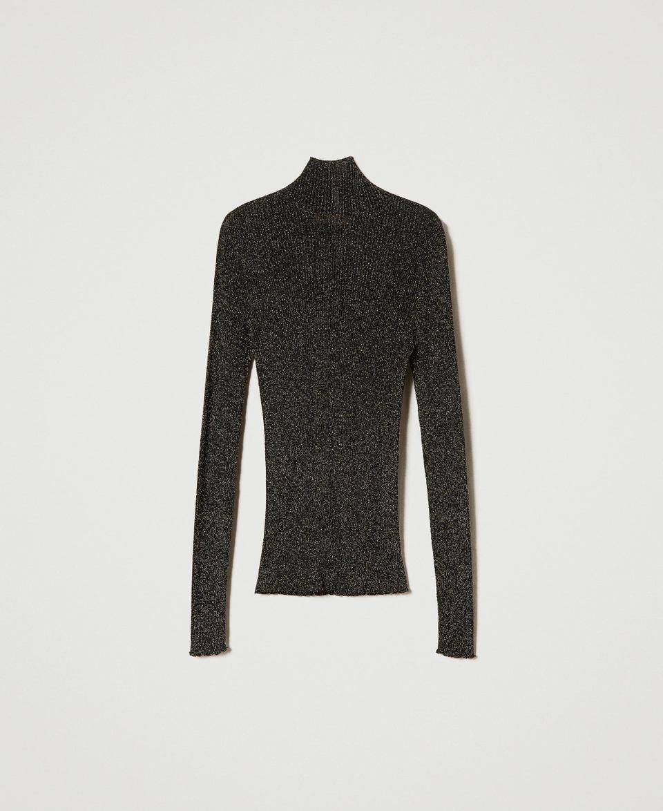 Twin Set Maglia Lupetto In Lurex A Coste