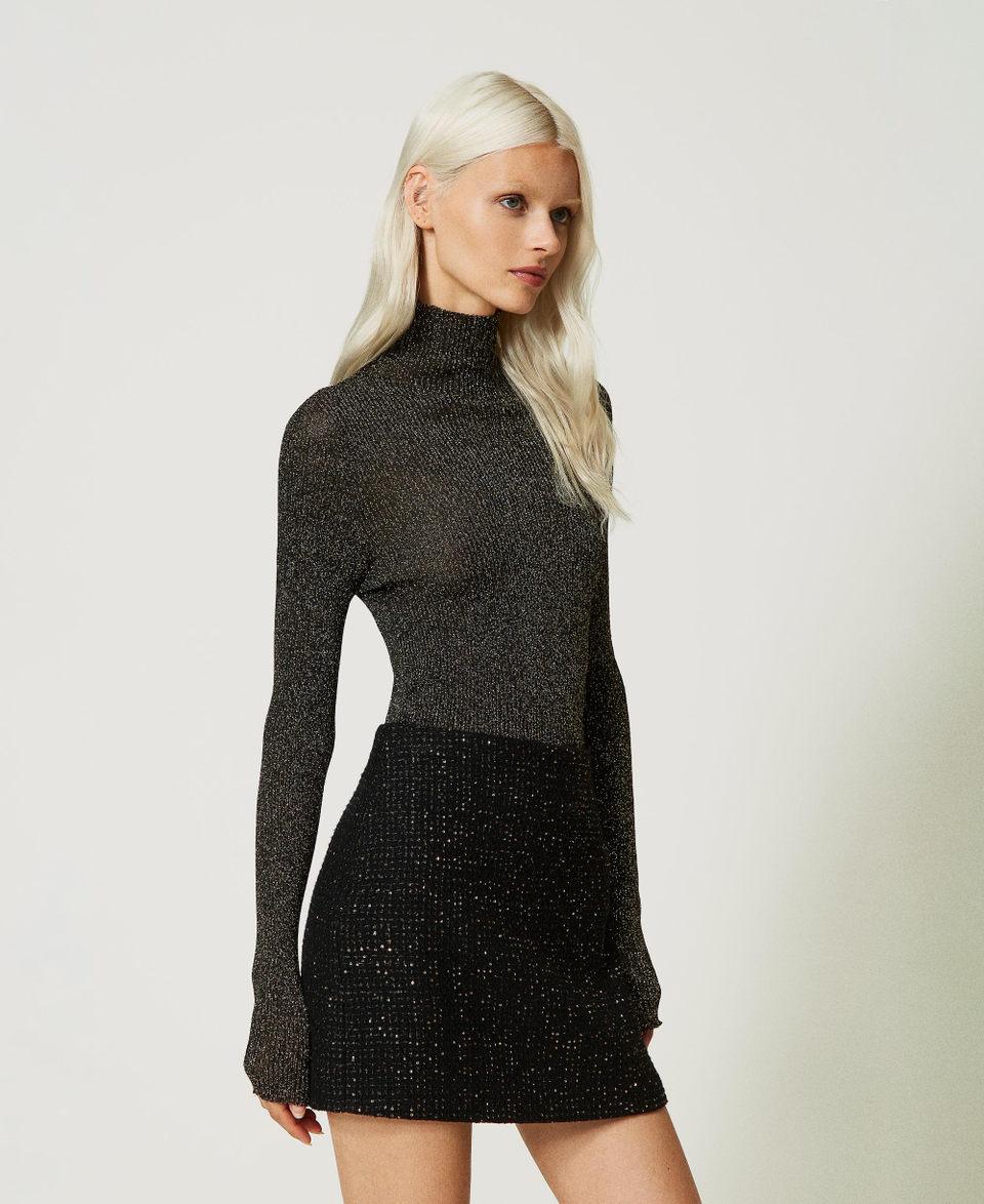 Twin Set Maglia Lupetto In Lurex A Coste