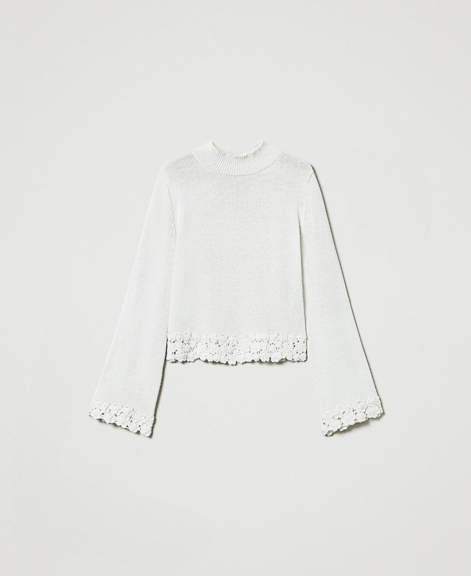 Twin Set Maglia Lupetto In Misto Lana Con Ricamo