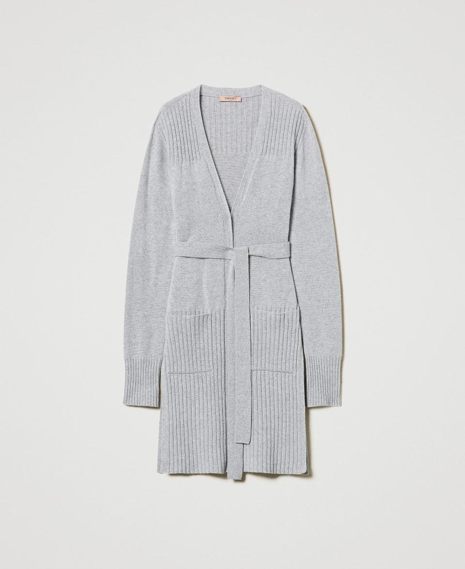 Twin Set Maxi Cardigan In Misto Lana E Lurex